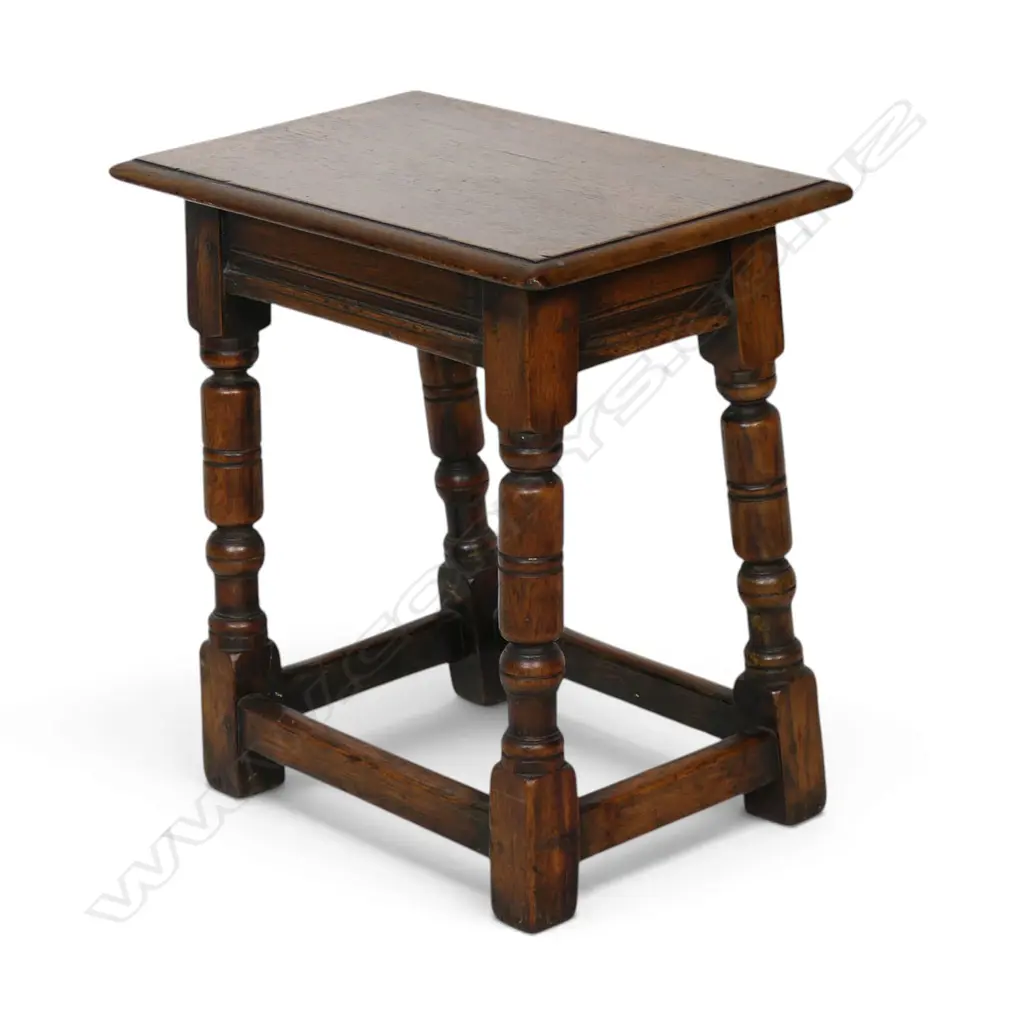 A 19thC oak Elizabethan style joint stool, Image 1++