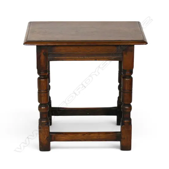A 19thC oak Elizabethan style joint stool,