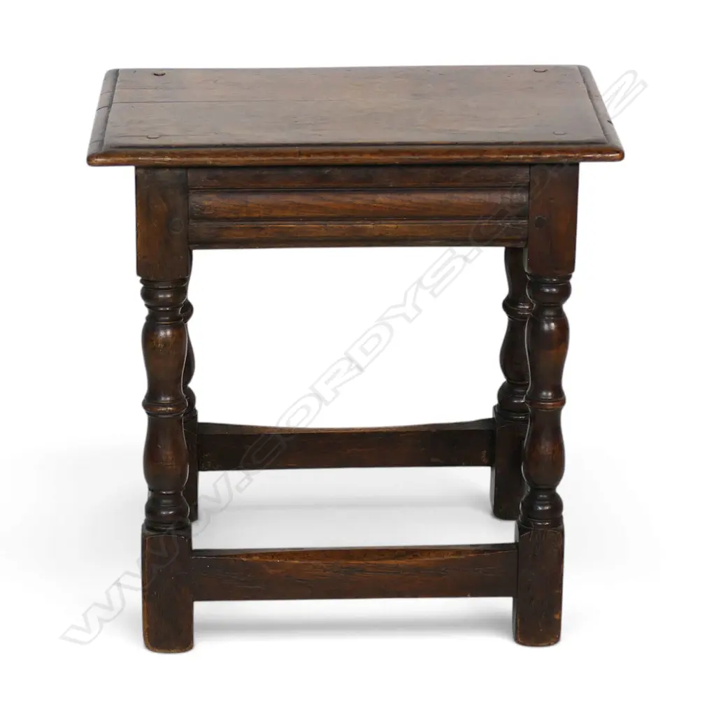 A 19thC Elizabethan style oak joint stool, Image 1++