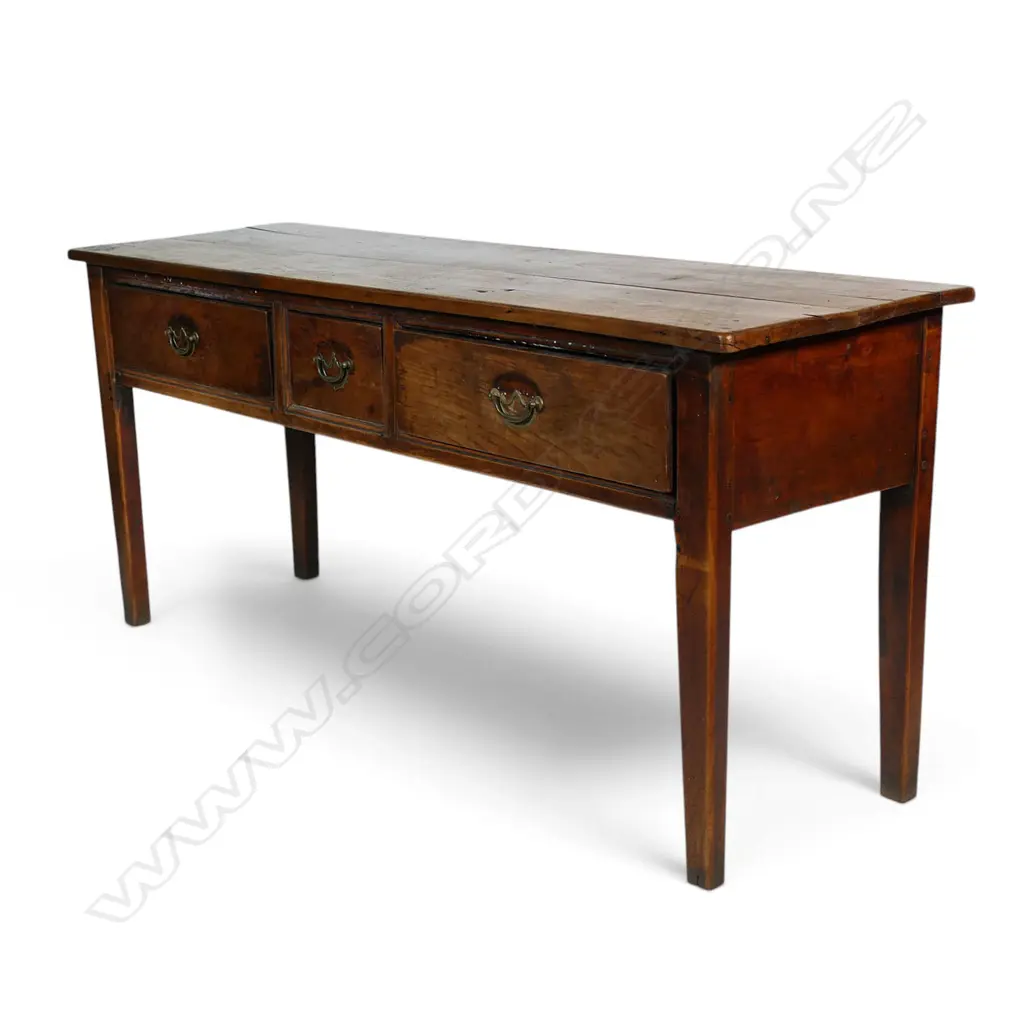 An early 19thC French fruit wood dresser base, Image 1++