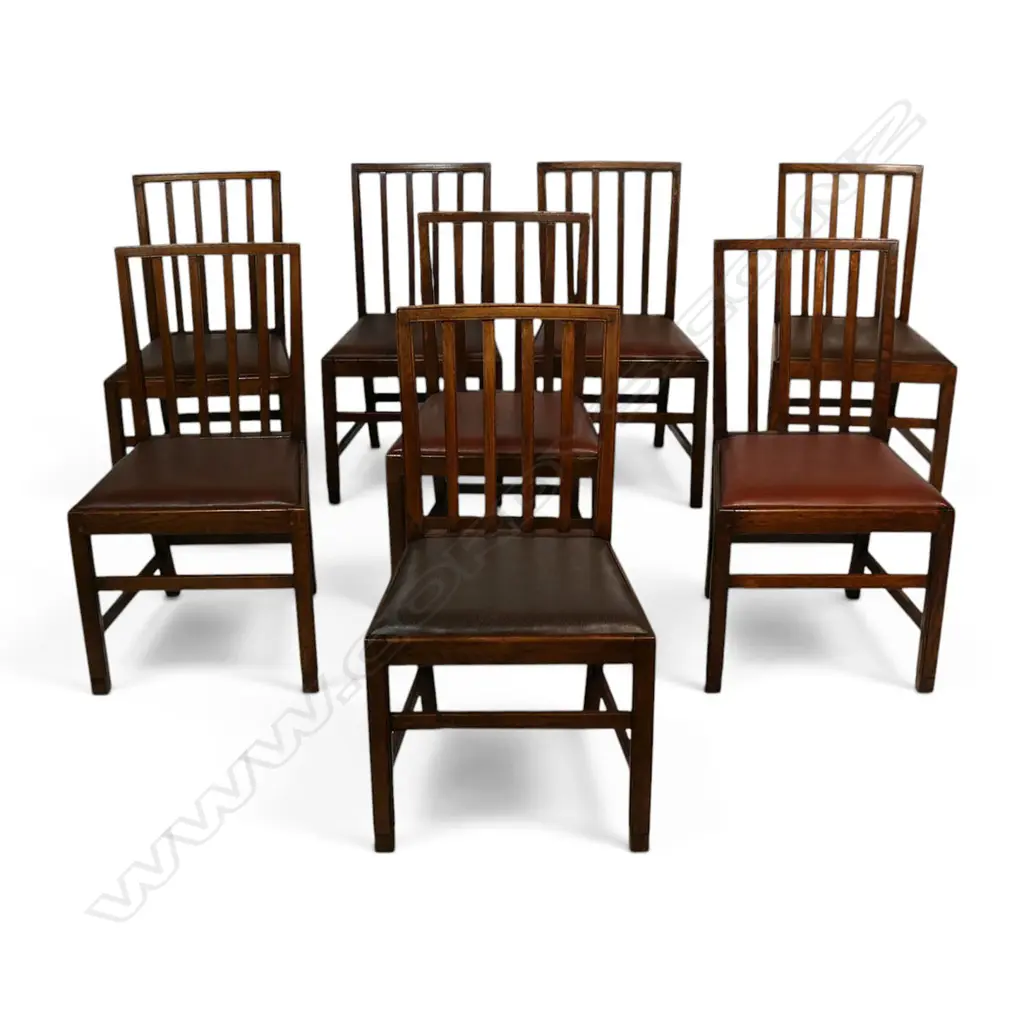 A set of eight 19thC oak dining chairs, Image 1++