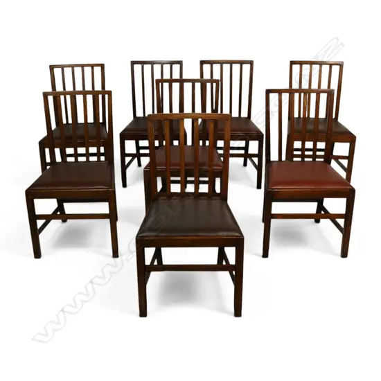 A set of eight 19thC oak dining chairs,