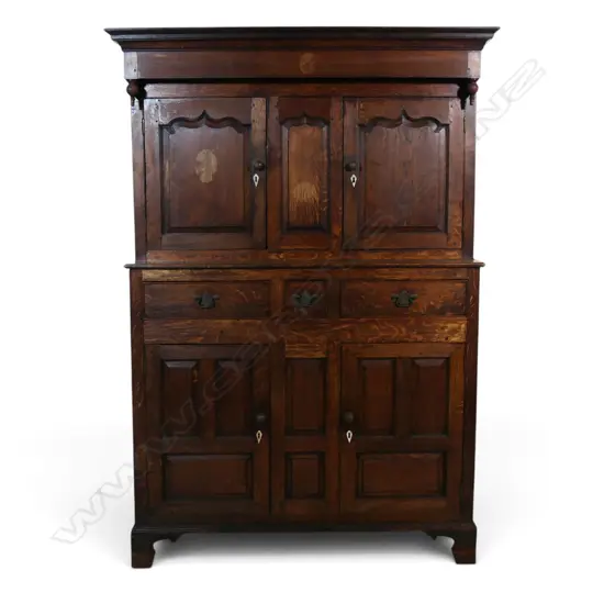 An 18th/19thC oak deuddarn court cupboard,
