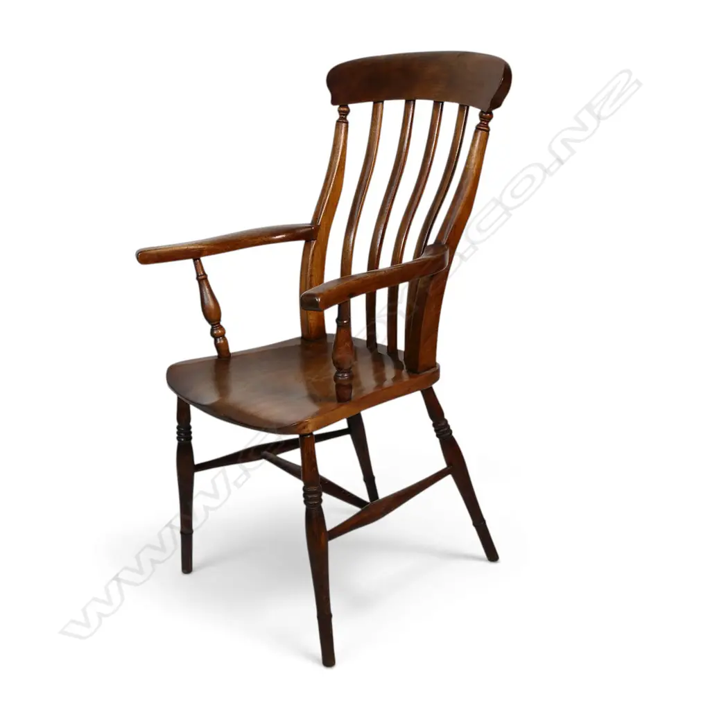 An Edwardian elm slat back Windsor chair, Image 1++