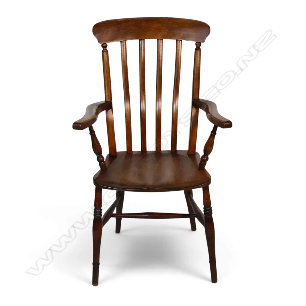 An Edwardian elm slat back Windsor chair, Image 1++