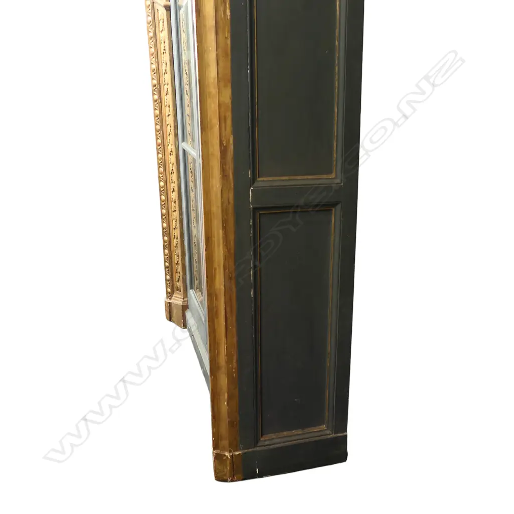 A large and impressive 19thC French painted and carved gilt wood architectural arch, Image 1++