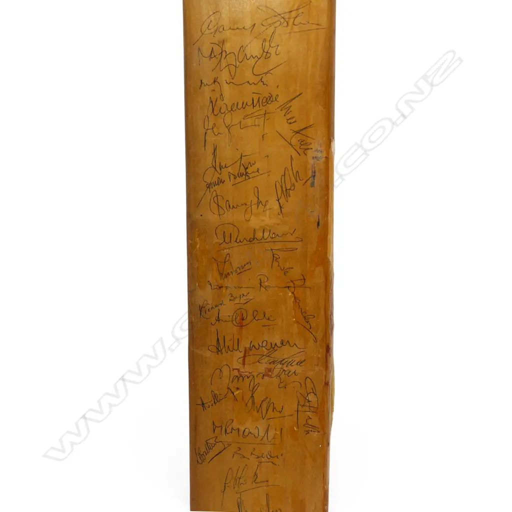 England v India 1990 - a fully autographed unbranded full size bat signed in ink to the face with numerous signatures, Image 1++