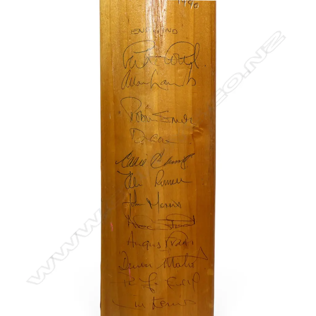 England v India 1990 - a fully autographed unbranded full size bat signed in ink to the face with numerous signatures, Image 1++