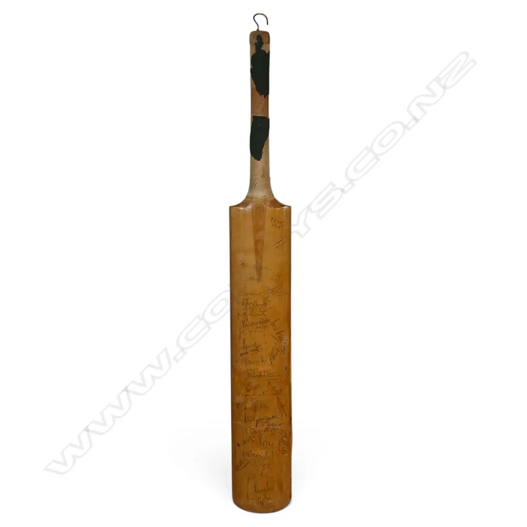England v India 1990 - a fully autographed unbranded full size bat signed in ink to the face with numerous signatures, Image 1++