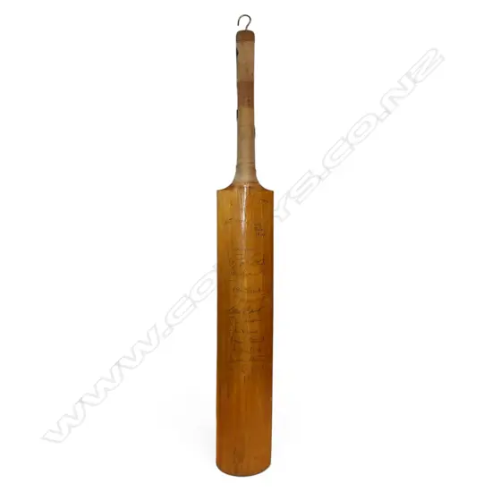England v India 1990 - a fully autographed unbranded full size bat signed in ink to the face with numerous signatures,