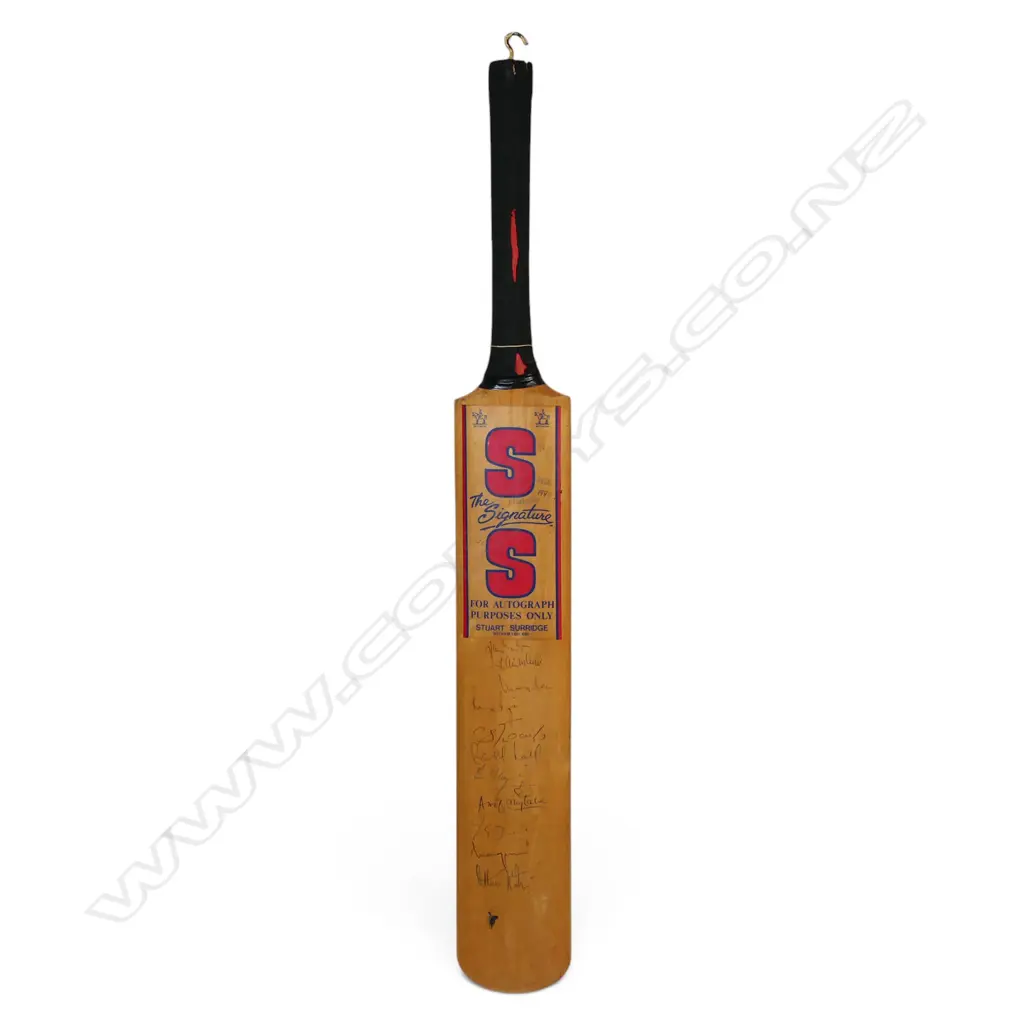 Pakistan v England 1992 - a fully autographed Stuart Surridge full size bat signed in ink with numerous signatures, Image 1++