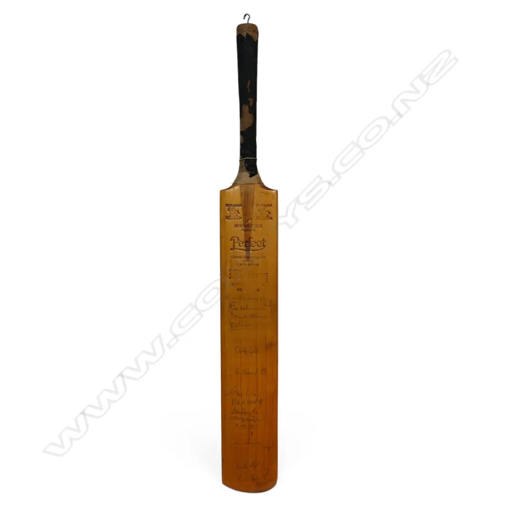England v India 1982 - autographed Stuart Surridge full size bat signed in ink with numerous signatures, Image 1++