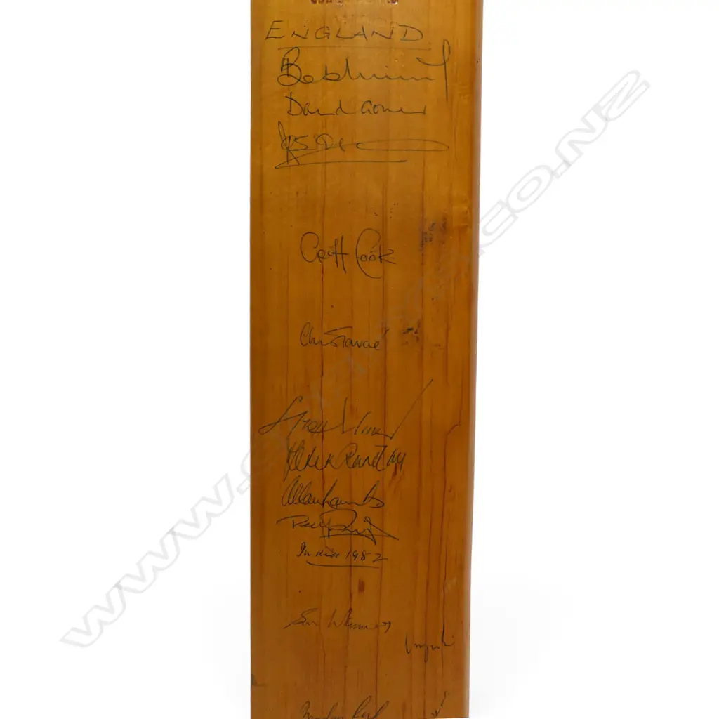 England v India 1982 - autographed Stuart Surridge full size bat signed in ink with numerous signatures, Image 1++