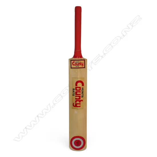 England v West Indies 1995 - a fully autographed full size Hunts County bat signed in ink by the West Indies team and management along with printed team list next to the signatures,