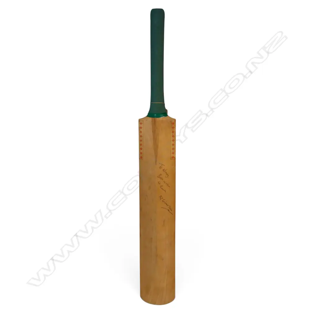 New Zealand v England 1994 - autographed Crusader Broadsword full size bat signed in ink by iconic Black Caps players, Image 1++
