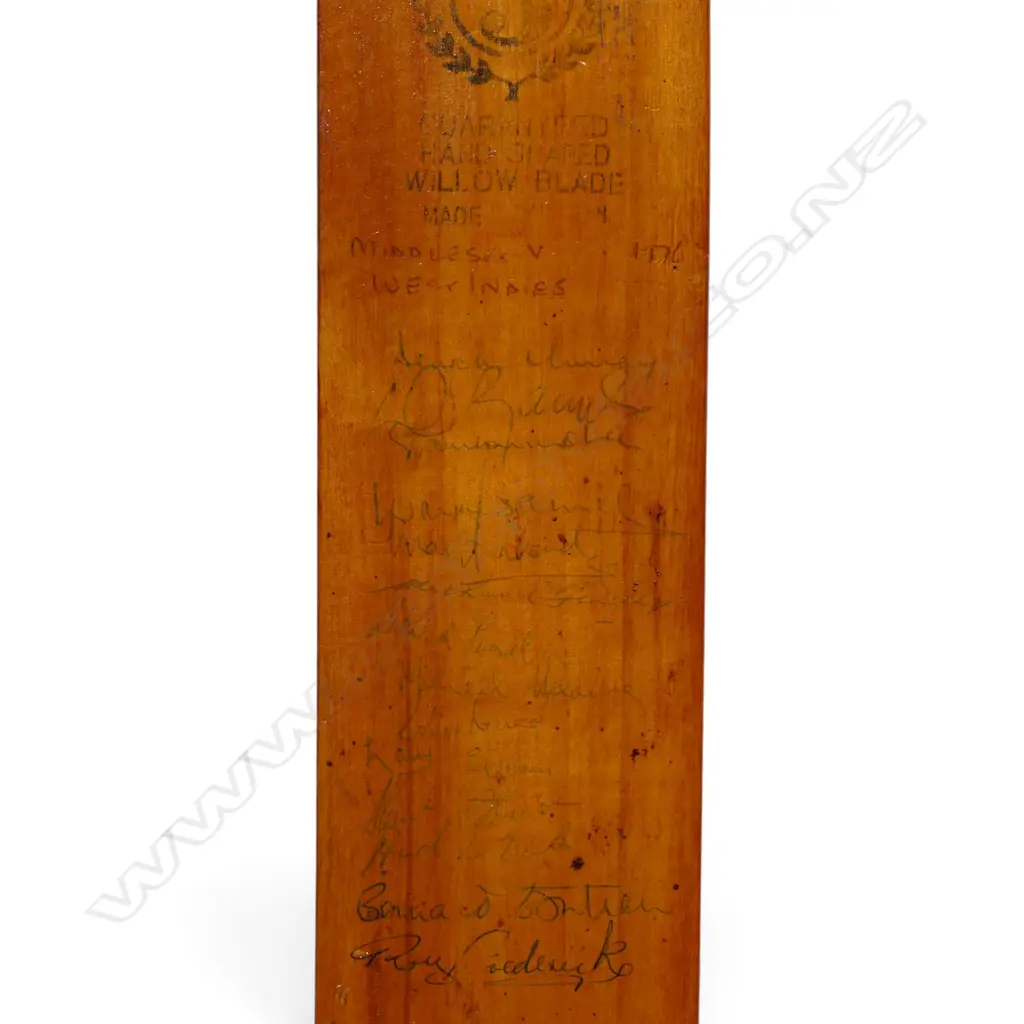 West Indies v Middlesex 1976 - autographed Top Scorer junior size bat (715 mm) signed in ink with faded condition, Image 1++