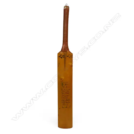 Middlesex v Glamorgan 1977 - autographed unbranded junior size bat (720 mm) signed in ink,