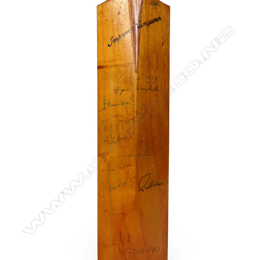 England v India 1974 - autographed B Warsop miniature bat (460 mm) signed in ink, Image 1++