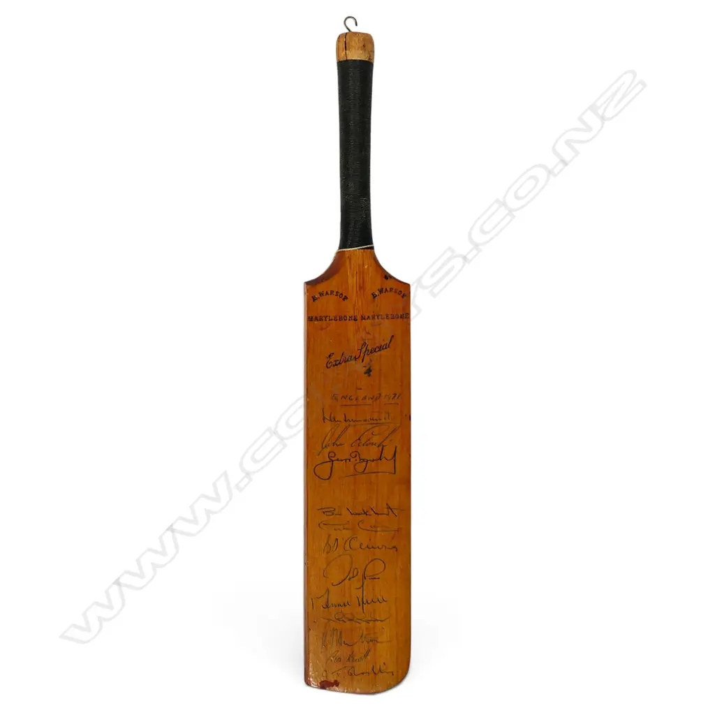 England v India and Pakistan 1971 - autographed B Wasop miniature bat (465 mm) signed in ink, Image 1++