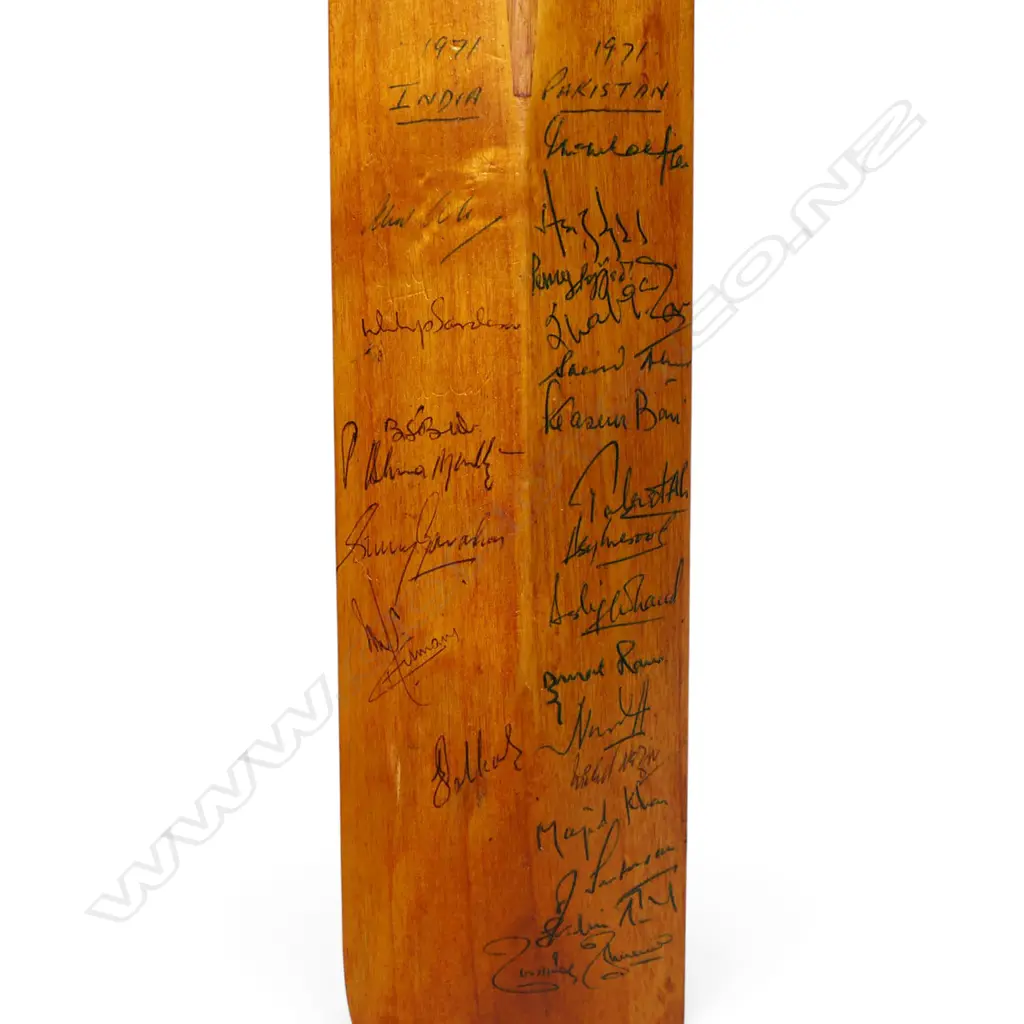 England v India and Pakistan 1971 - autographed B Wasop miniature bat (465 mm) signed in ink, Image 1++