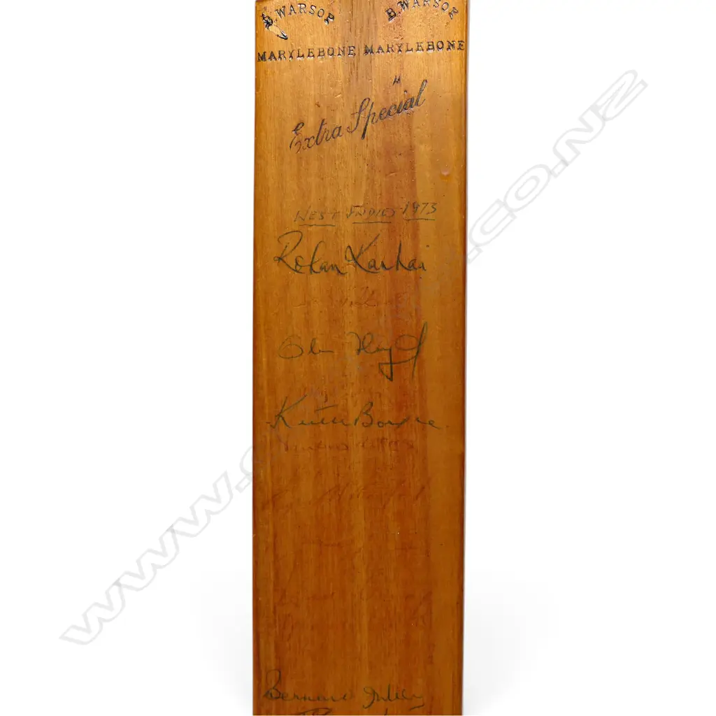 West Indies v England 1973 - autographed B Warsop miniature bat (460 mm) signed in ink, Image 1++
