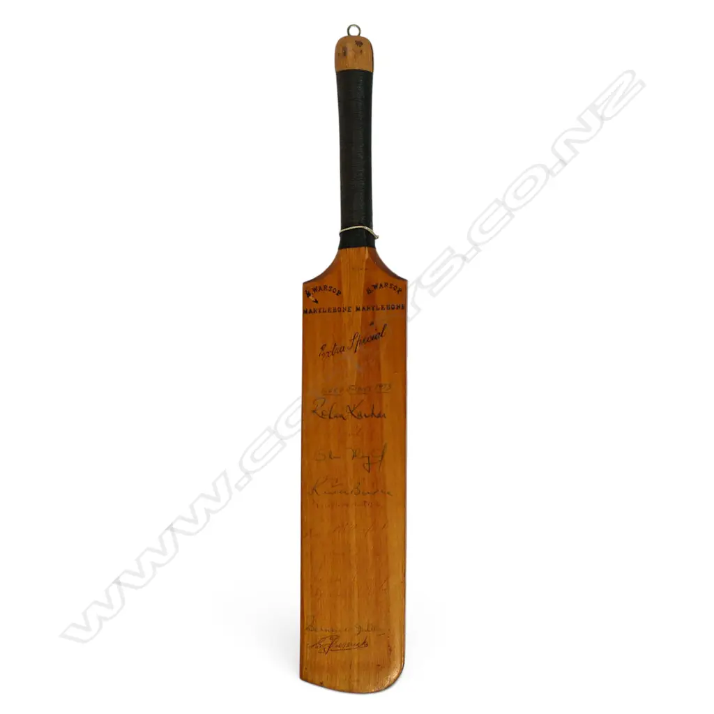West Indies v England 1973 - autographed B Warsop miniature bat (460 mm) signed in ink, Image 1++