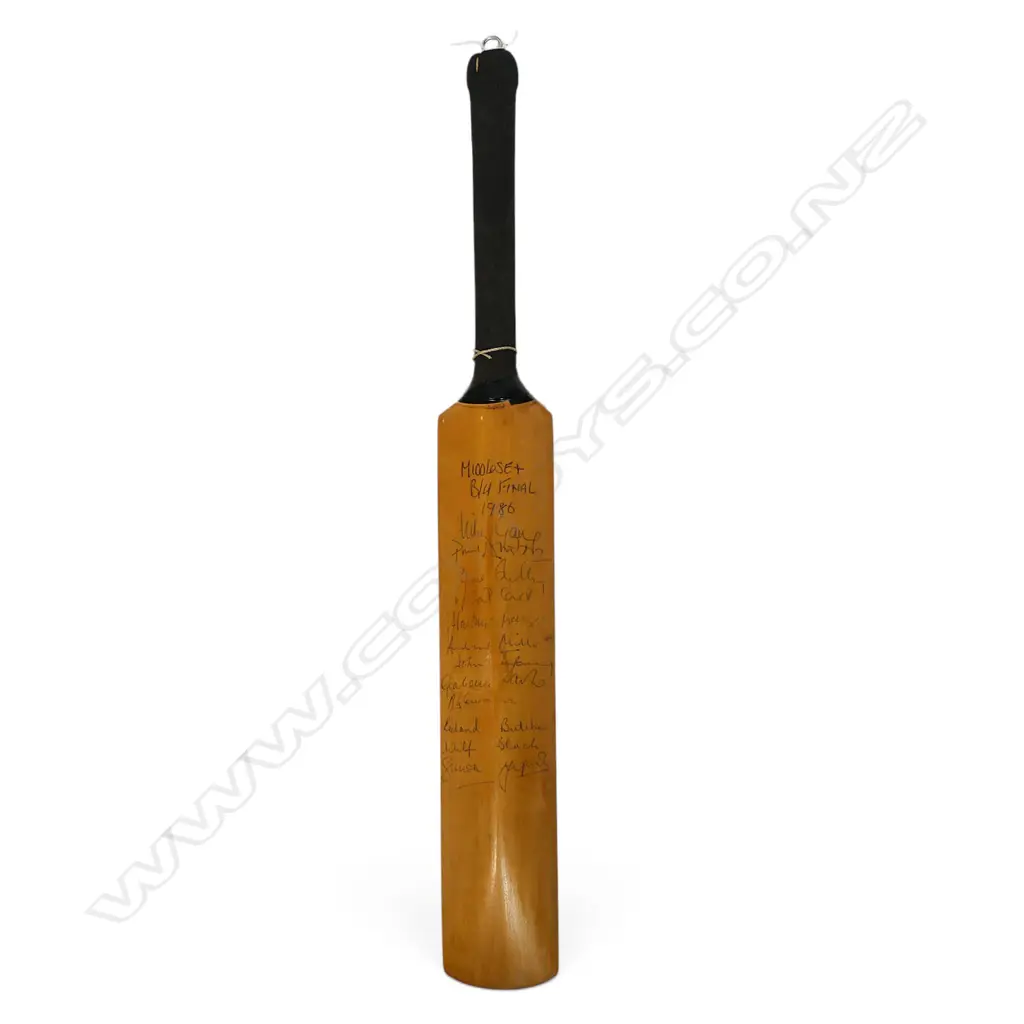 Middlesex v Kent 1986 - autographed Middlesex CCC miniature bat (460 mm) signed in ink, Image 1++