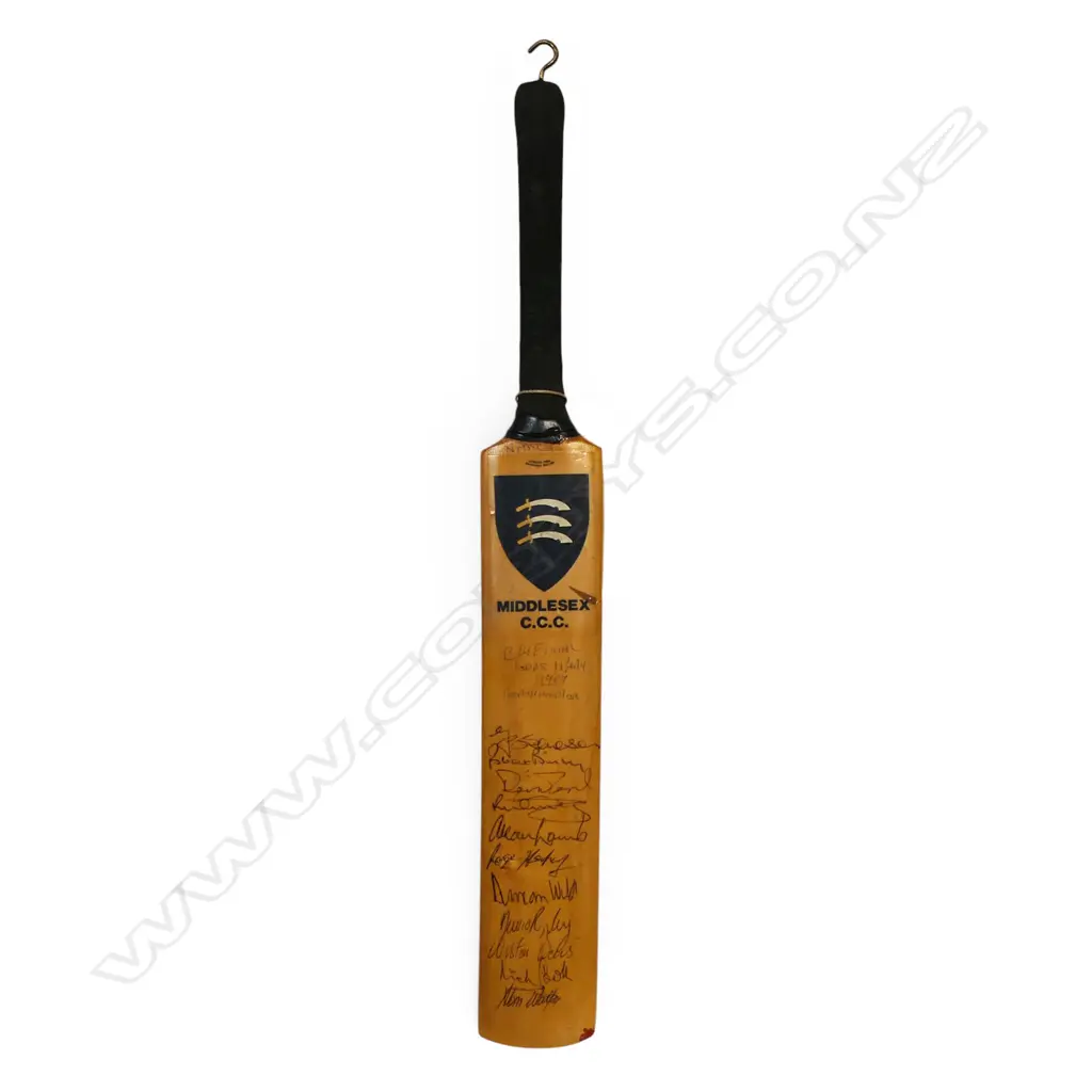 Northamptonshire v Yorkshire 1987 - autographed miniature bat (445 mm) signed in ink, Image 1++