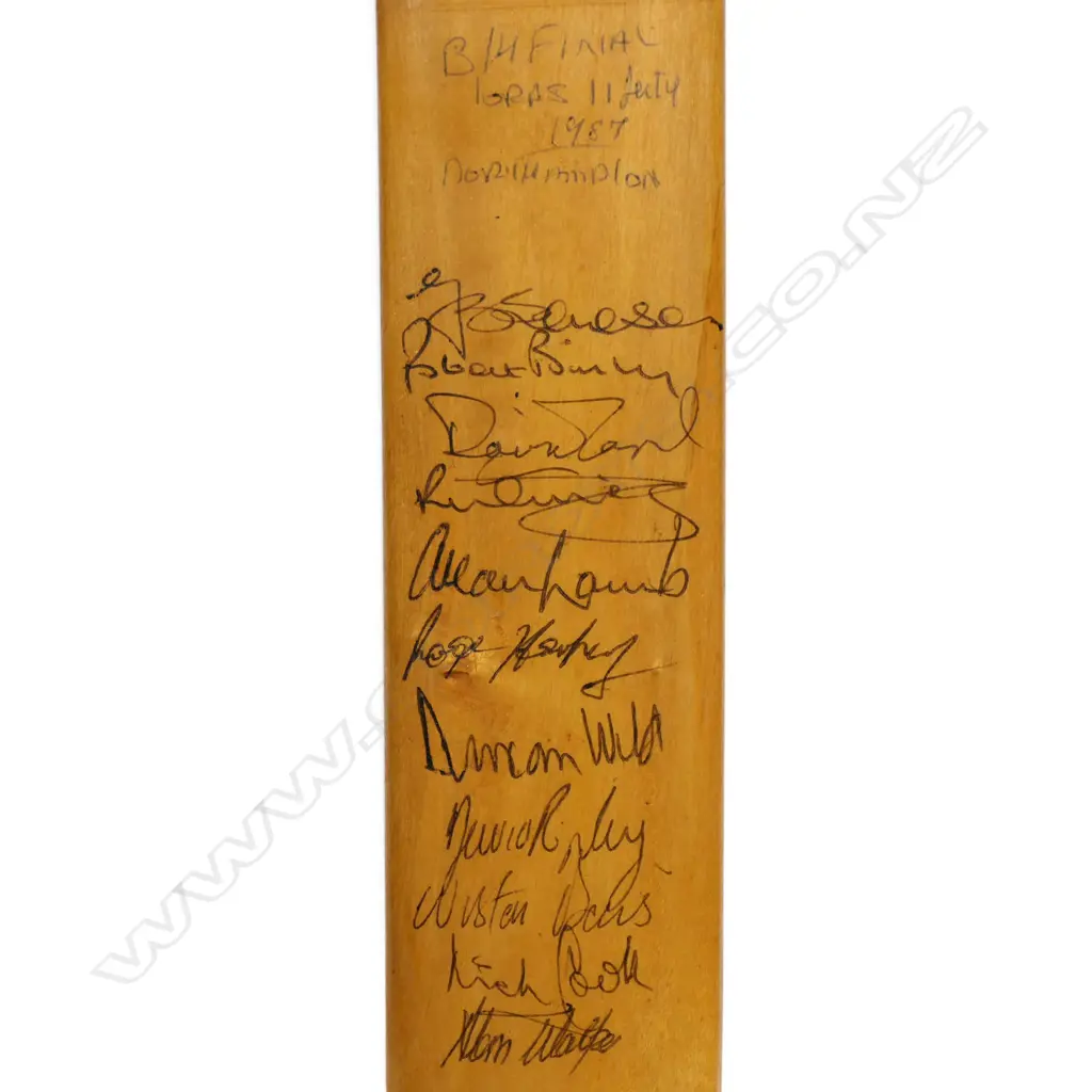 Northamptonshire v Yorkshire 1987 - autographed miniature bat (445 mm) signed in ink, Image 1++