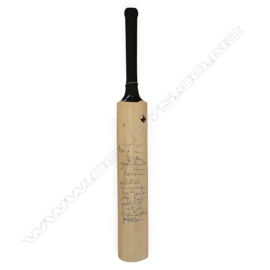 Leicestershire and Essex teams late 1980's - autographed miniature bat (460 mm) signed in ink,