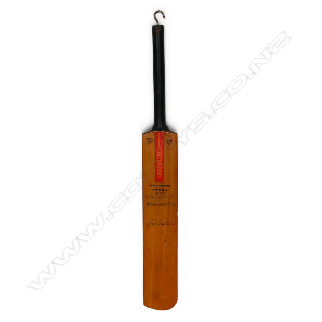 England 1979 - autographed Gray Nicholls miniature bat (295 mm) signed in ink - by Mike Brearley and Bob Willis, Image 1++