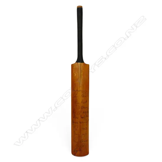 Australia v England 1972 - a printed and hand signed Gray Nicholls miniature bat (295 mm) - signed in ink on one side by the England team,