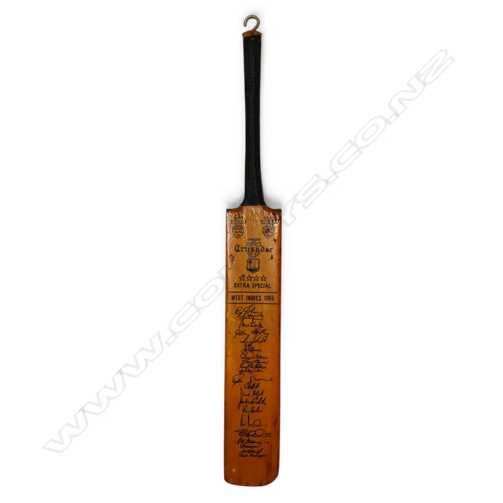 West Indies 1966 - printed (not hand signed) Crusader miniature bat (295 mm) with Gary Sobers and other legendary players, Image 1++