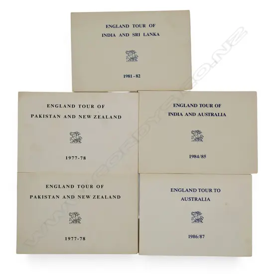 Five England Tour Christmas cards -4 signed by England Captain Mike Brearley and 1 signed by Ken Barrington (tour manager) along with England team players - 1977-78,