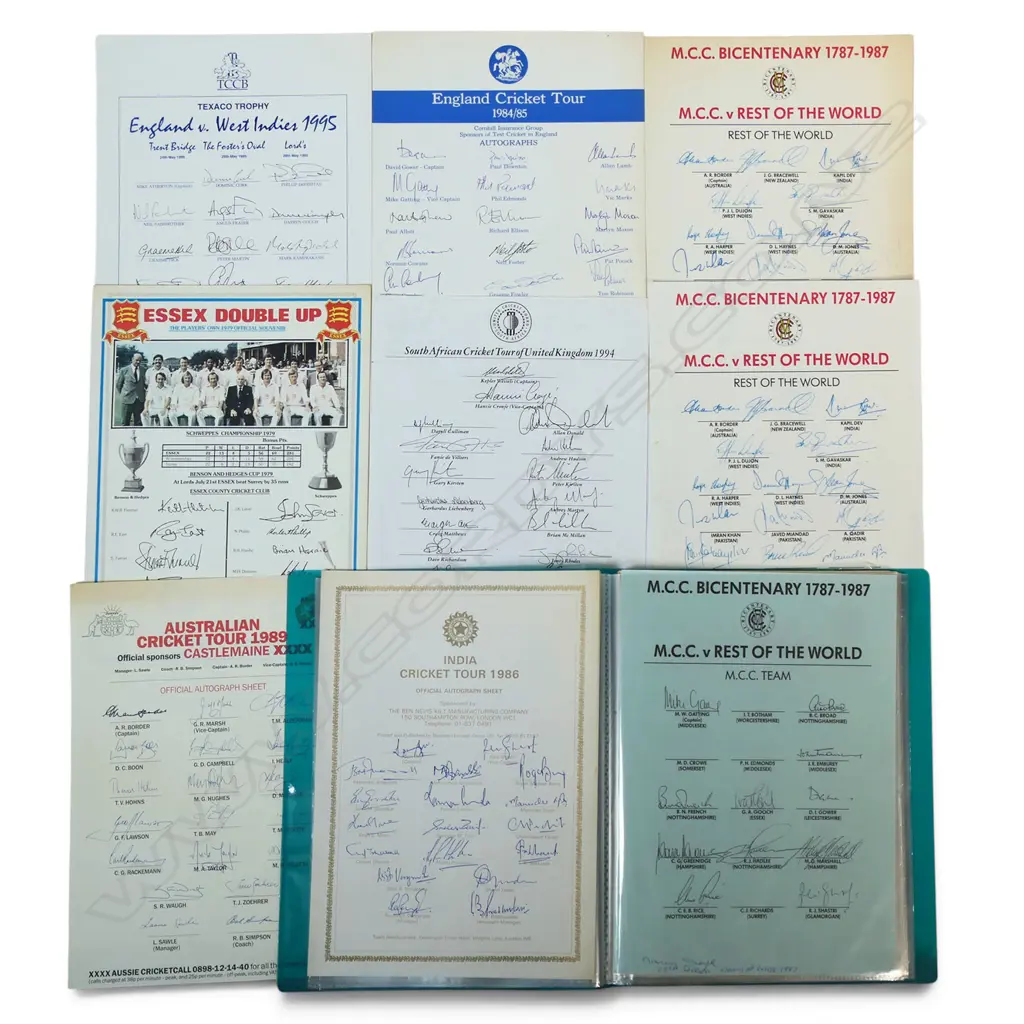 Book containing 17 printed player lists from matches played at Lords from 1979 to 1987, Image 1++