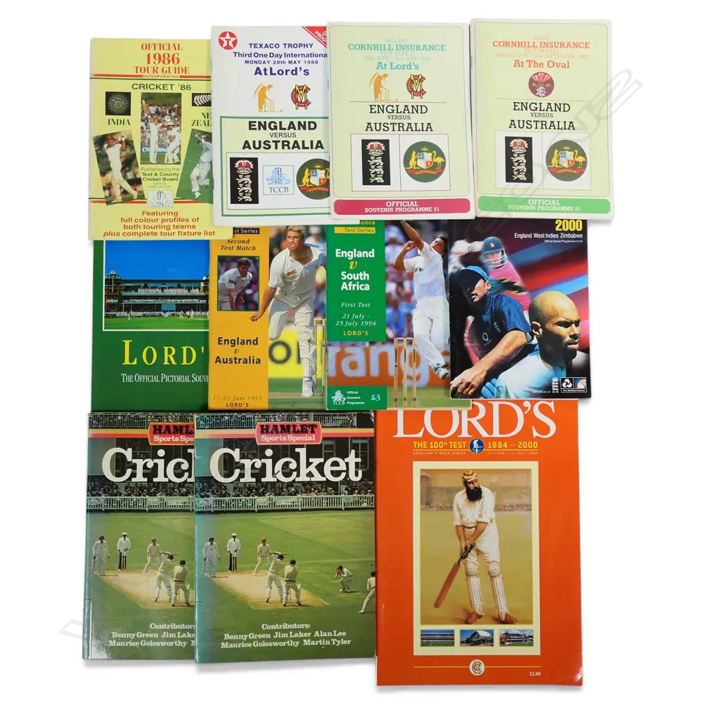 Assortment of cricket programmes from 1985 to 2000 and two 1980 Hamlet Sports Special Cricket publications, Image 1++