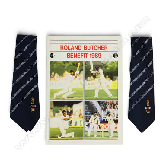 Souvenir booklet for Roland Butcher Testimonial Benefit 1989 and two matching ties,
