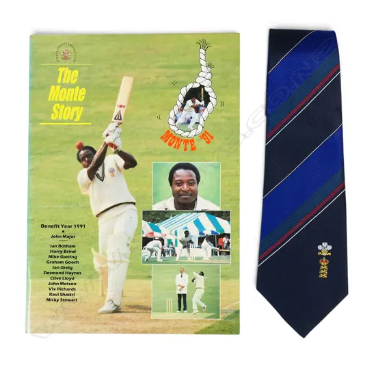 Souvenir booklet for Monte Lynch Testimonial Benefit 1991 and matching tie,