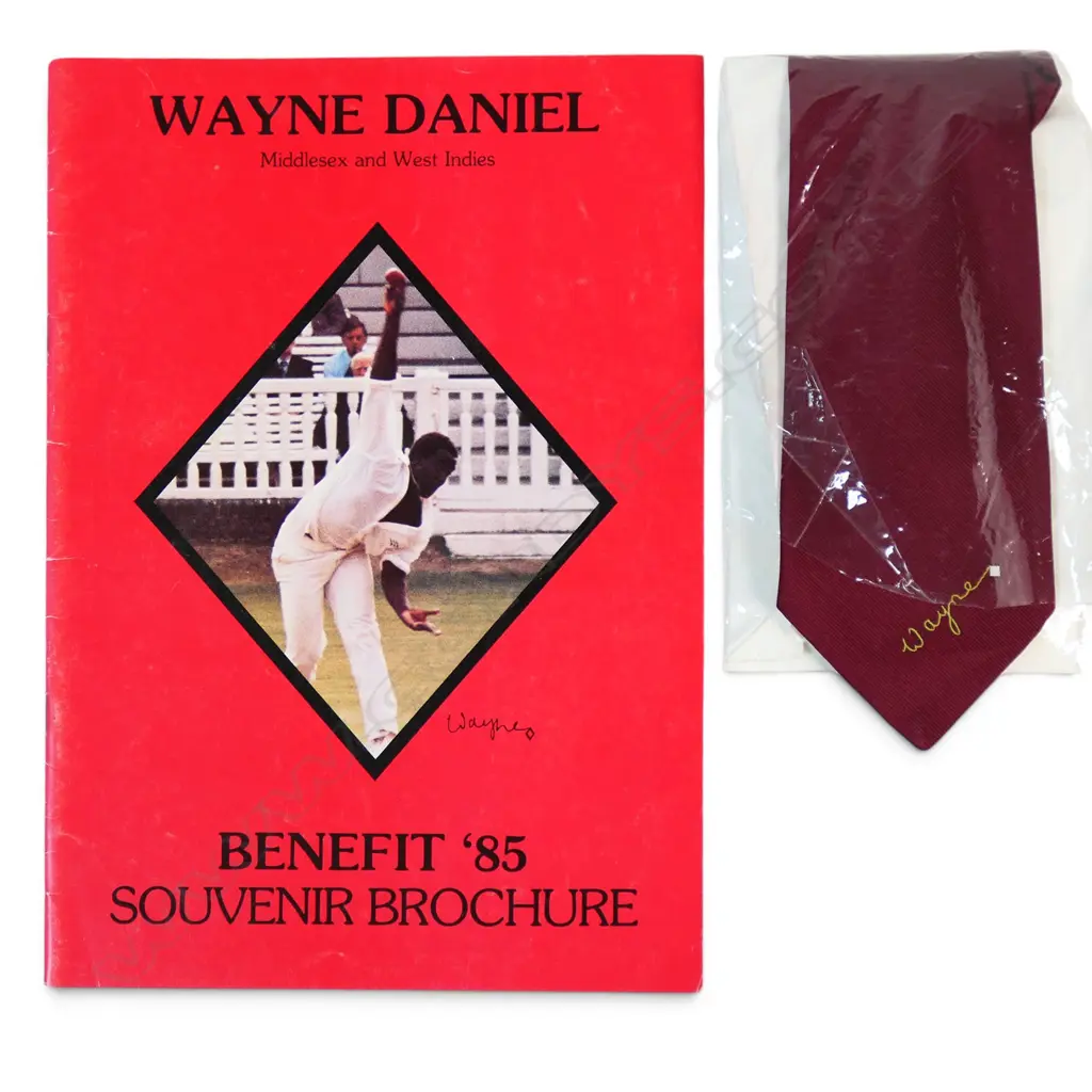 Souvenir booklet for Wayne Daniel Testimonial Benefit 1985 and one matching tie, Image 1++