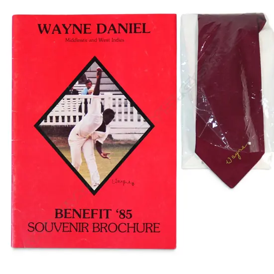 Souvenir booklet for Wayne Daniel Testimonial Benefit 1985 and one matching tie,
