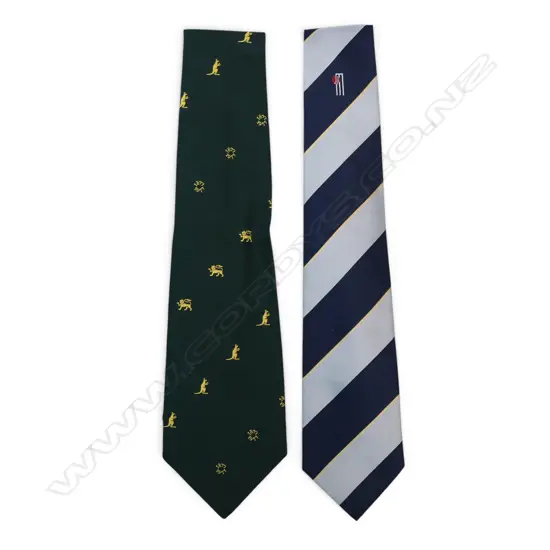 Two official ties - Centenary series England v Australia 1877 - 1977 and 1990 Test series England v New Zealand 1990,