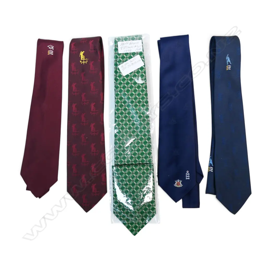Testimonial Benefit tie for Keith Brown 1998 (unused in original cellophane sleeve) & four Testimonial Benefit ties of unknown players, Image 1++