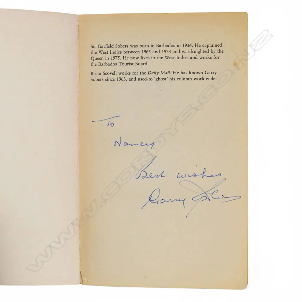 Sobers Twenty Years at the Top - autographed copy - signed by Garry Sobers. Image 1++