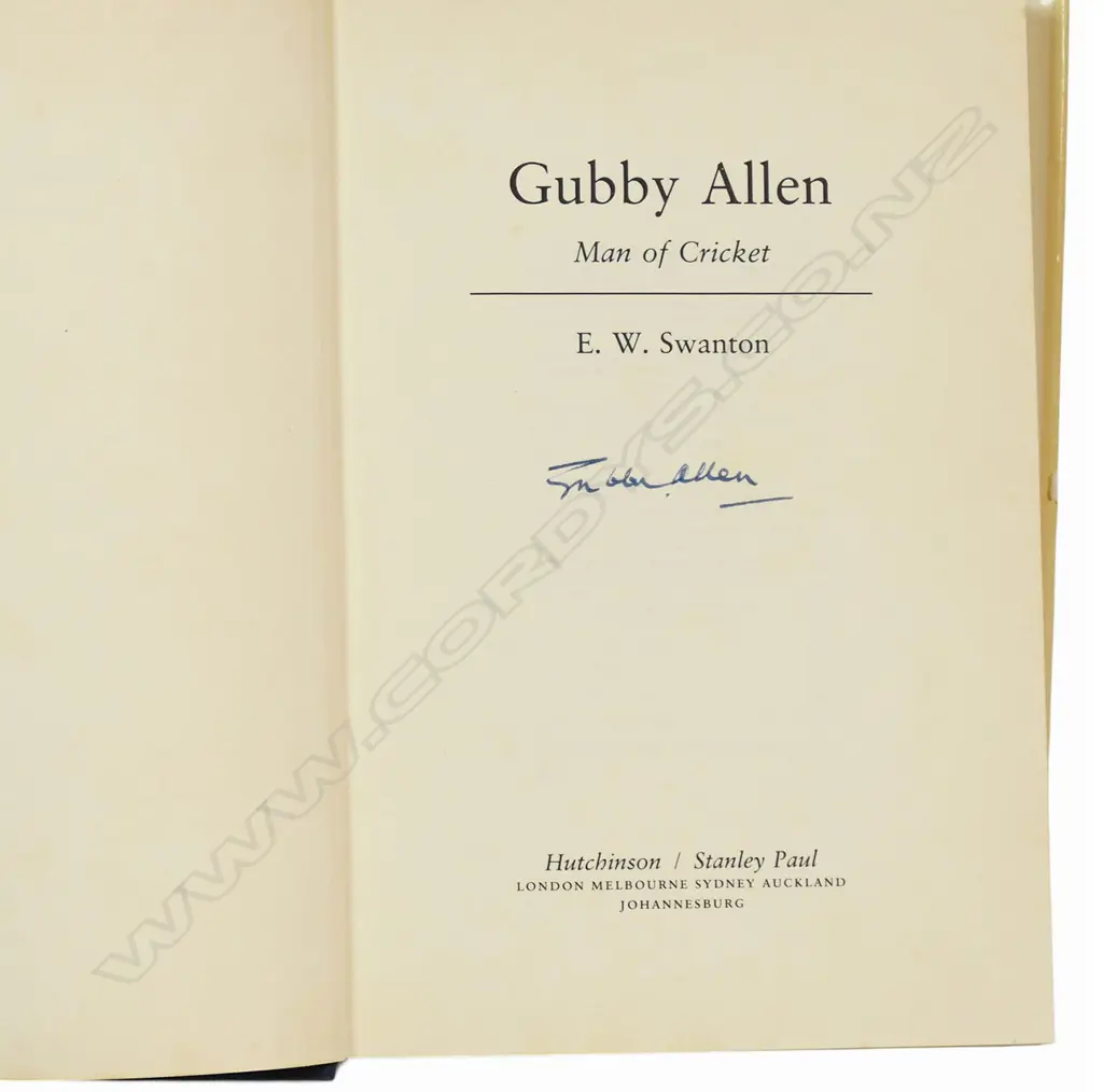 Gubby Allen - Man of Cricket by E W Swanton - autographed copy signed by the player. Image 1++