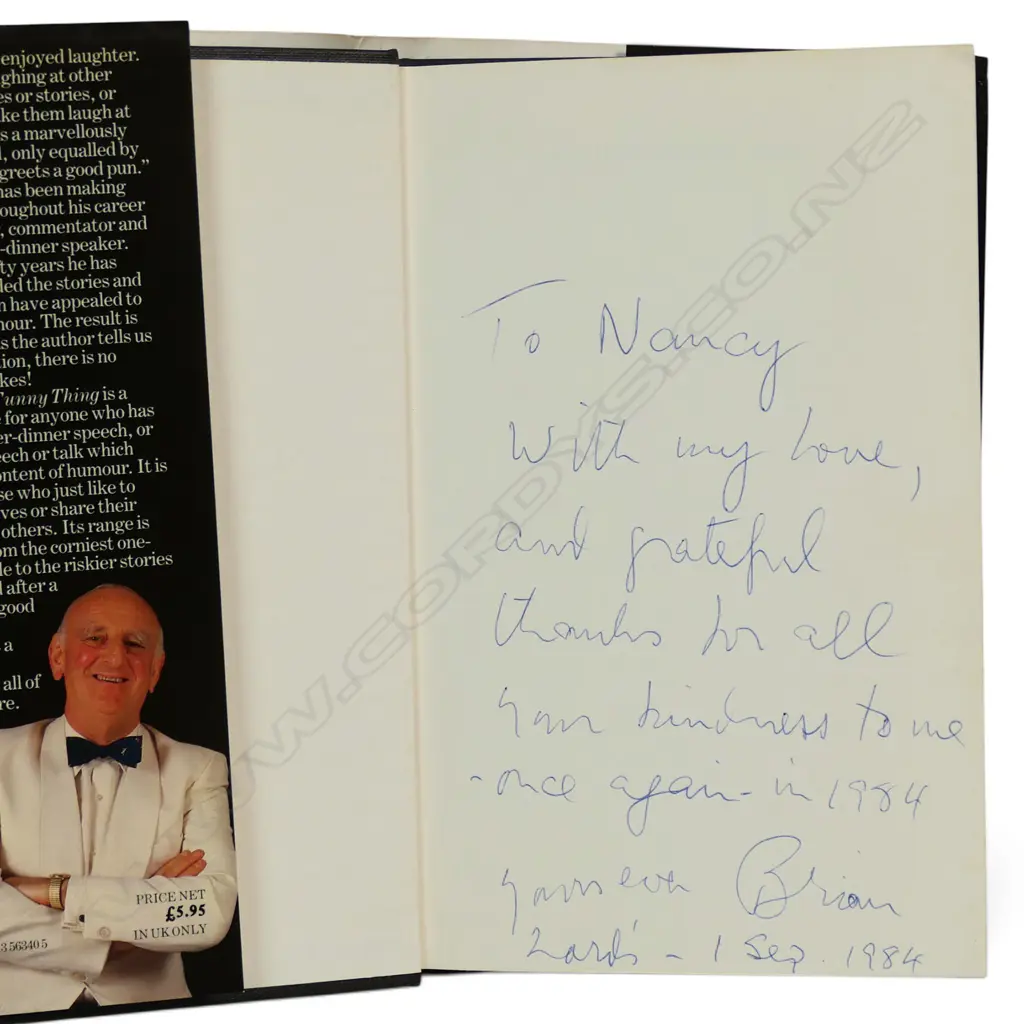 Now Here's a funny thing by Brian Johntson - autographed copy signed by the author. Image 1++
