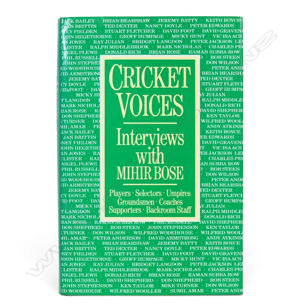 Cricket Voices - Interviews with Mihr Bose, signed by the author - featuring a section on Nancy Doyle; pg.193-197. Image 1++