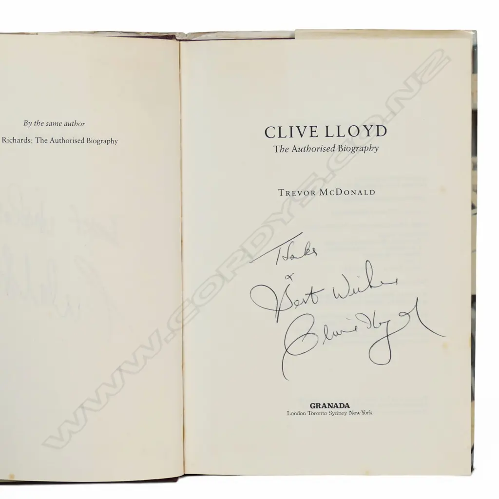Clive Lloyd - The authorised Biography by Trevor McDonald 1985 - autographed copy signed by Clive Lloyd & Courtney Walsh. Image 1++