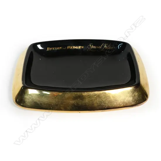 Wade Benson & Hedges gilt ashtray from the era of sponsorship during the 1970s and 1980s at Lords - 240 x 175mm.
