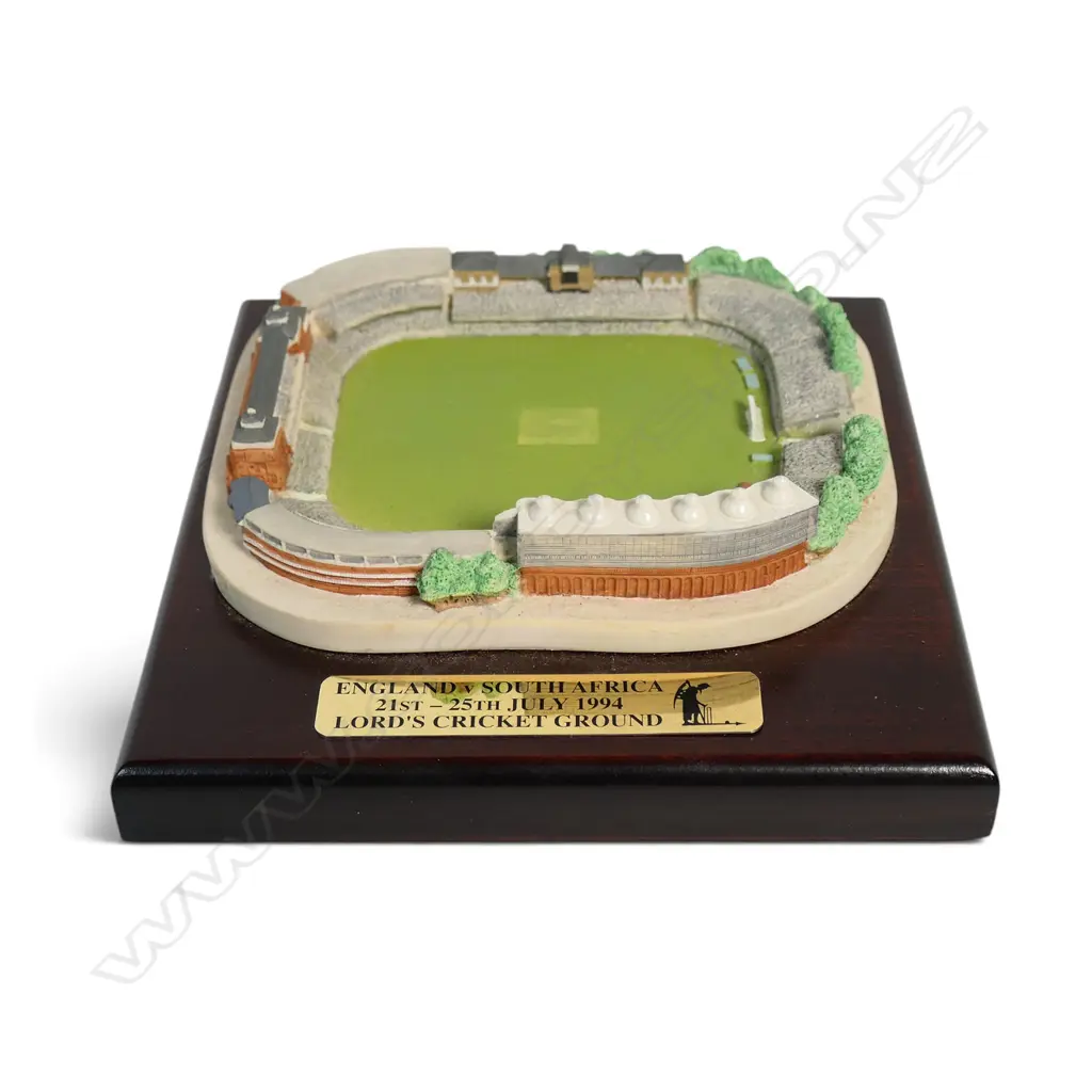 Commemorative pottery representation of Lords cricket ground - England v South Africa 1994 - 160 x 160mm. Image 1++