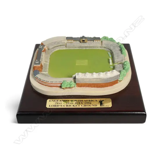 Commemorative pottery representation of Lords cricket ground - England v South Africa 1994 - 160 x 160mm.